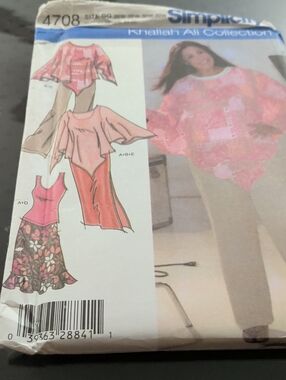 Simplicity Pattern 4708 Women's Plus Size 26w-32w Poncho Top Skirt And Pants New